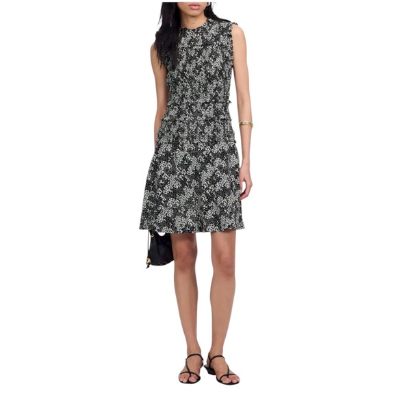 Madewell Dresses & Skirts - Madewell Smocked Crewneck Mini Dress in Floral Size 0 Black NWT